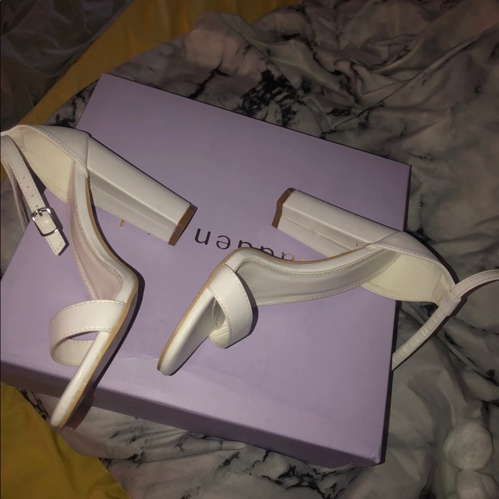 white 3-4 inch heels